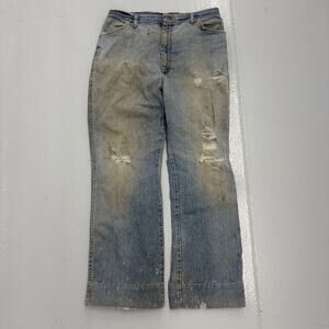 Vintage 70s Maverick Blue Distressed Flared Jeans 31x29